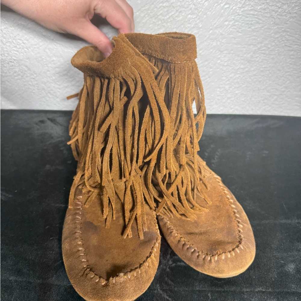 Fringe Suede Moccasin Boots
